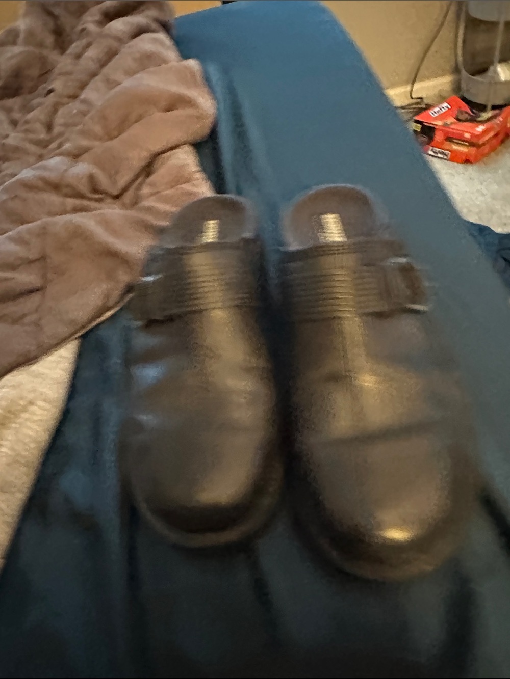 Women’s Blue Slip-On Leather Clogs